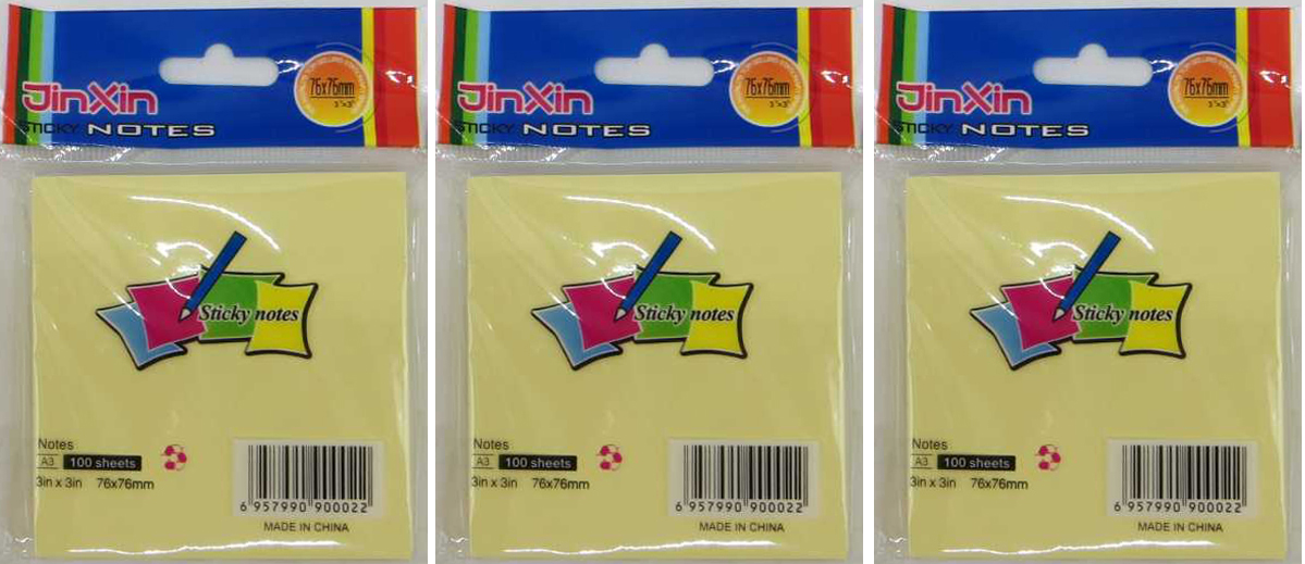 Папір для нотаток, стікер-блок жовтий пастель 76*76мм100аркушів