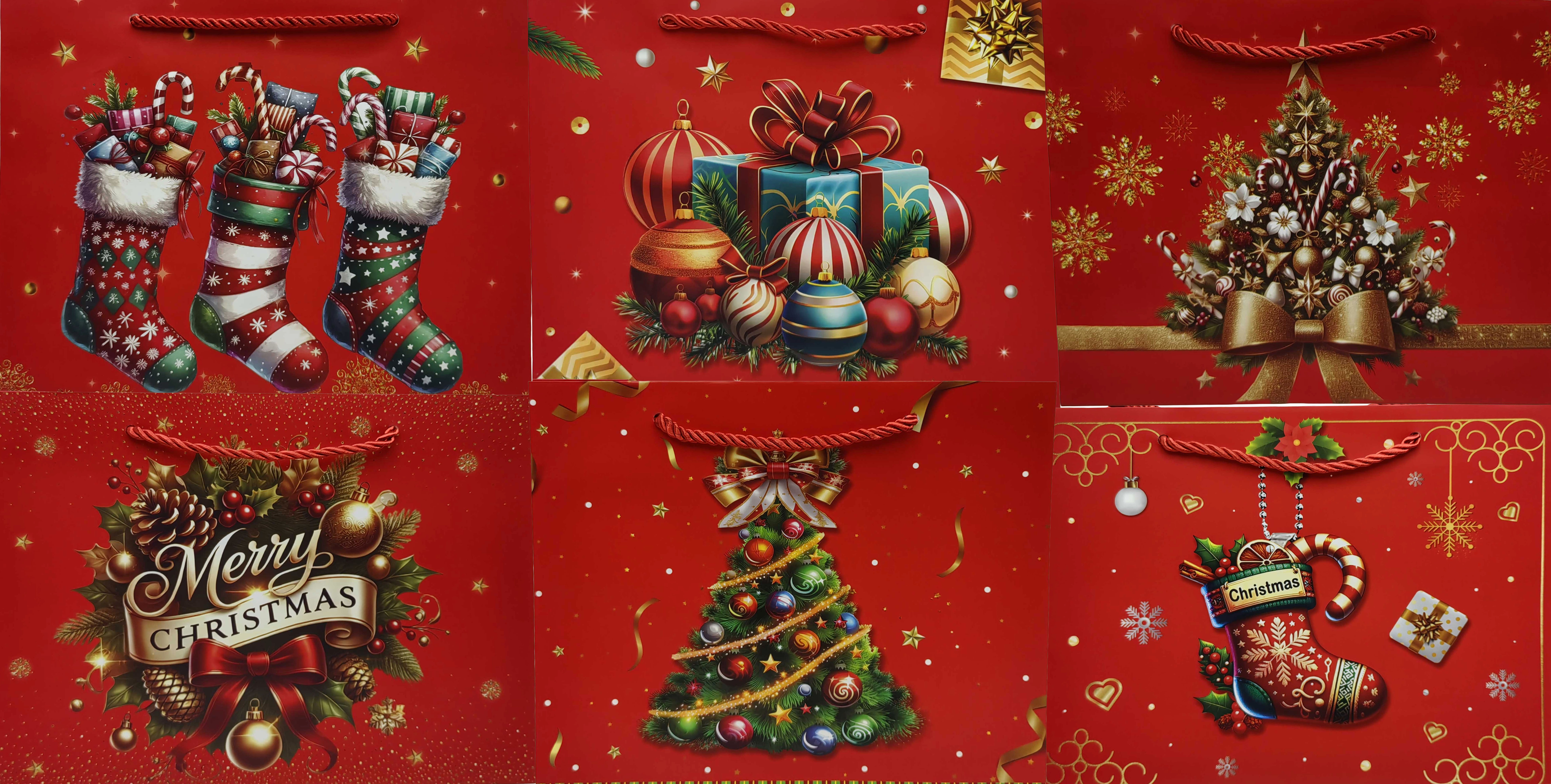 Пакет паперовий подарунковий Новорічний 25*19,5*9,5см, 230г/м2 (горизонтальн.)