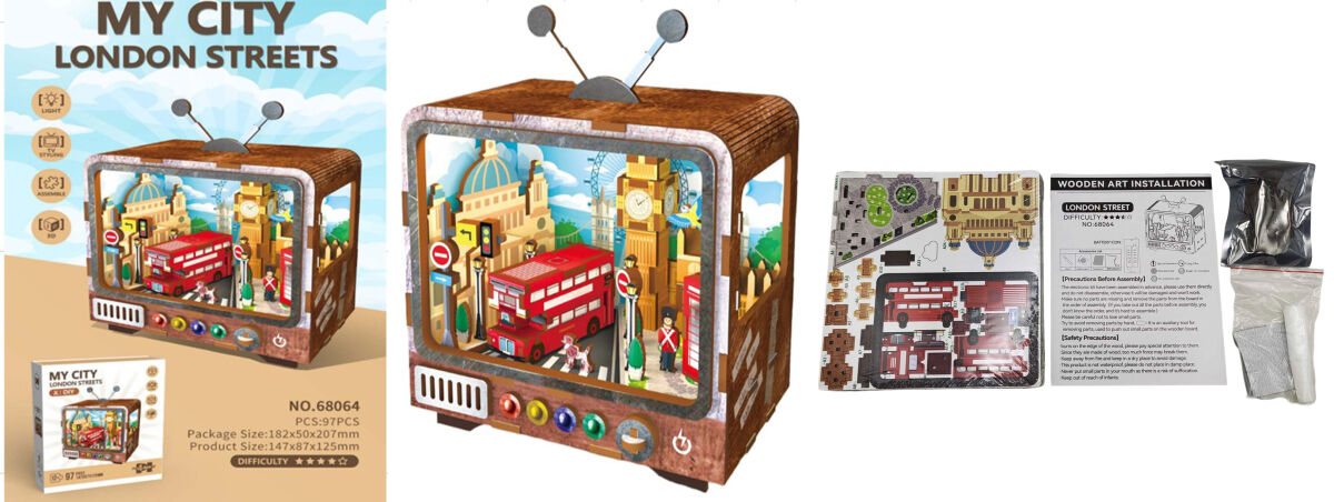 Пазл дерев'яний 3D з підсвічуванням 100 деталей 