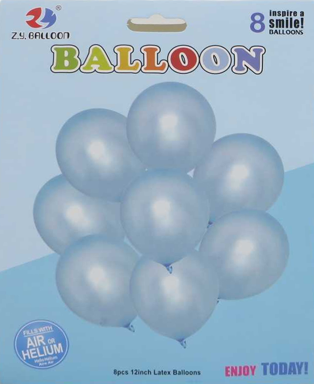 Кулі повітряні латексні 30см блакитнi набір 8шт.