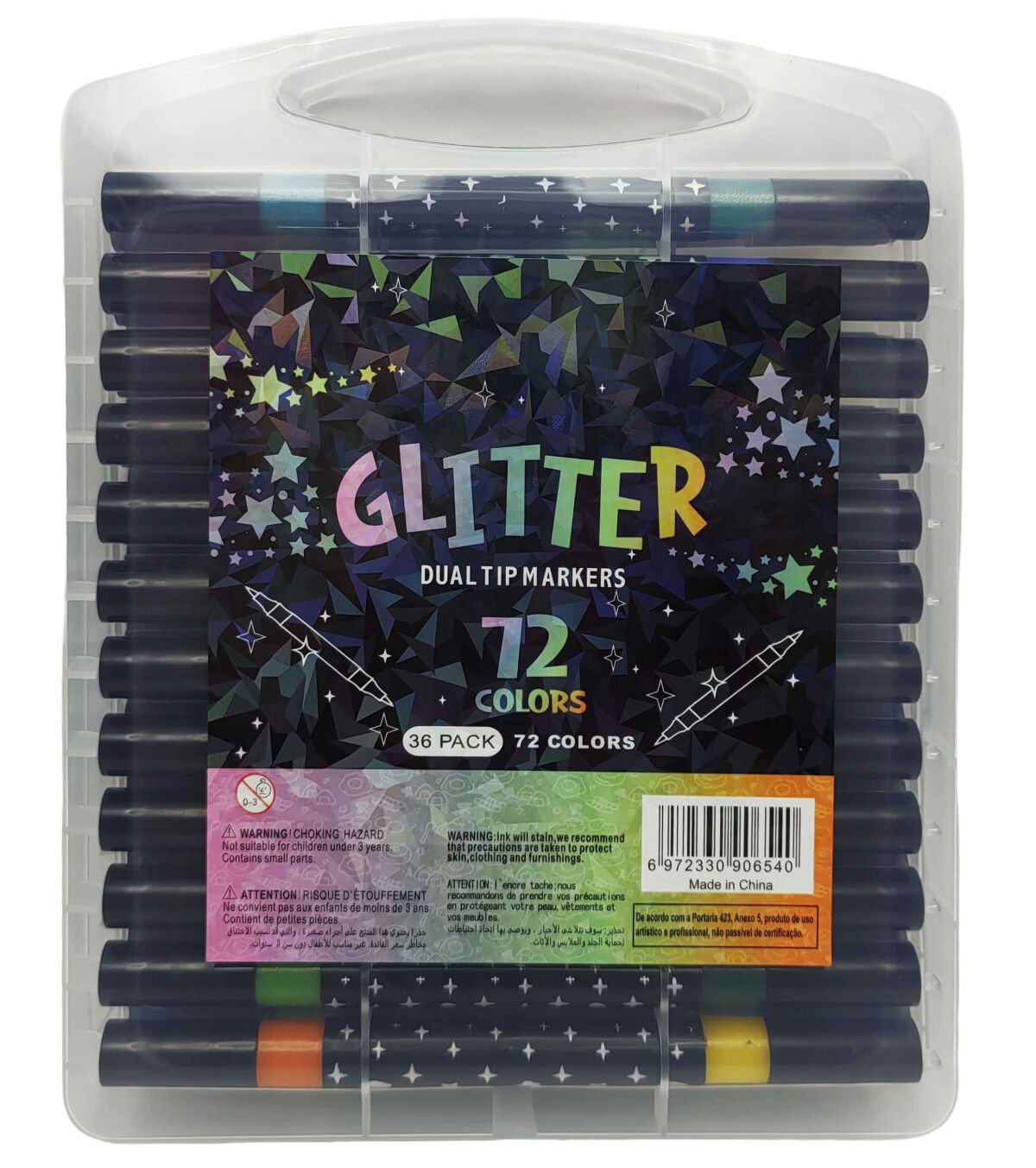 Фломастери двосторонні з м'яким пензлем 36шт./72кол. 