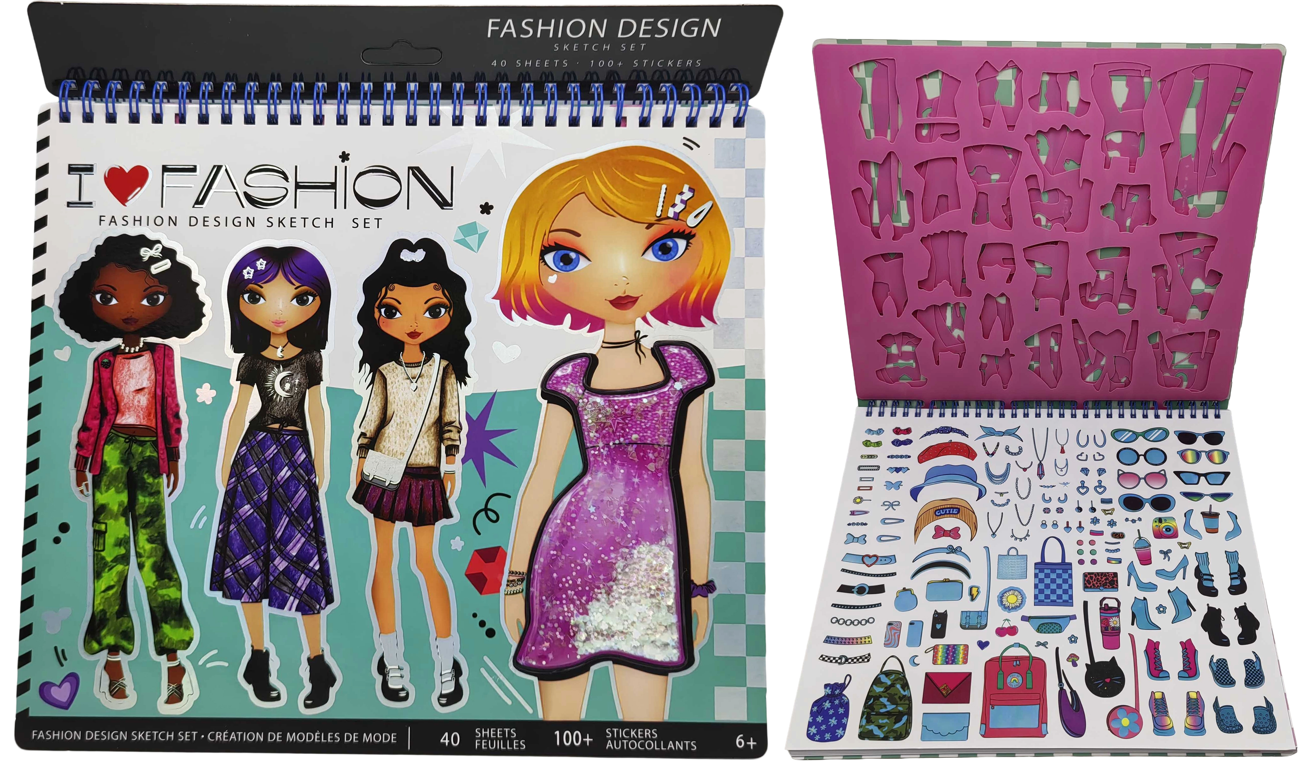 Набір для творчості- 40арк.розмальовка,4арк.трафарети,1арк.наклейки,4арк.кольор.