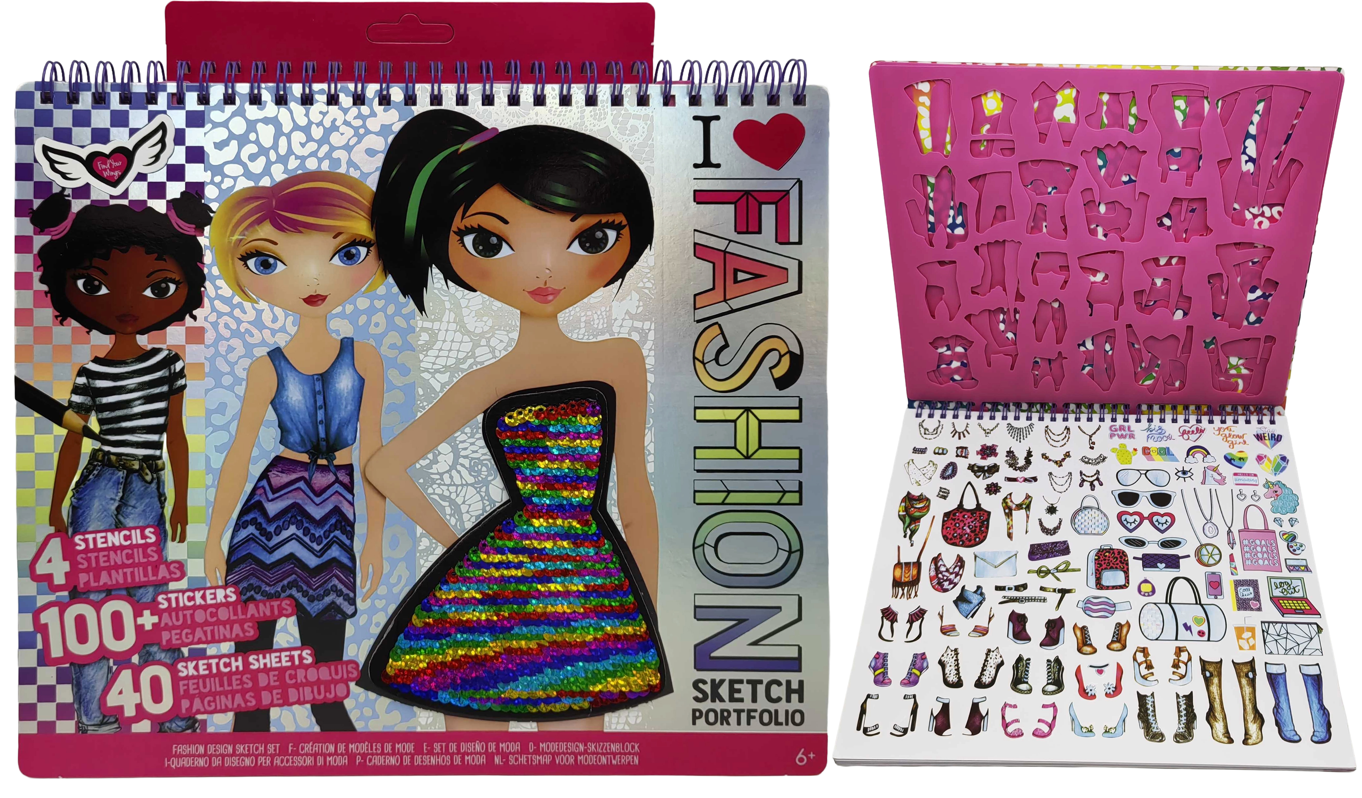 Набір для творчості- 40арк.розмальовка,4арк.трафарети,1арк.наклейки,4арк.кольор.