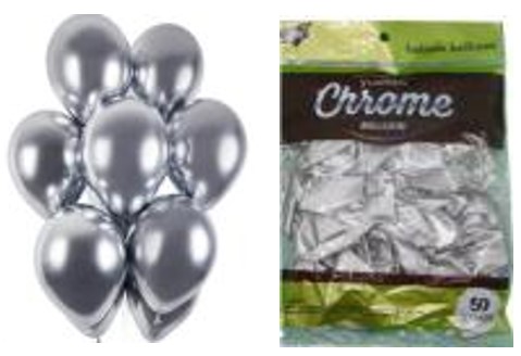 Кулі повітряні латексні 30см металік срібло набір 50шт.