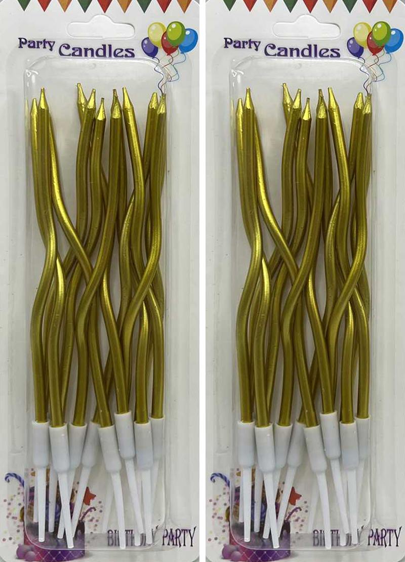 Свічка для торта спіралька золото 16см 12шт.