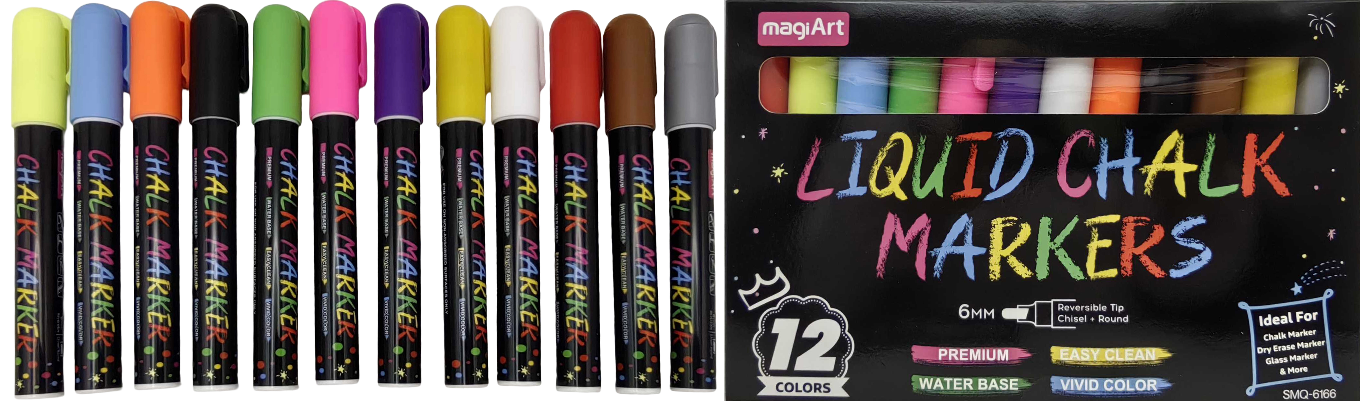 Маркер крейдяний 14см * 6мм 12кол. 